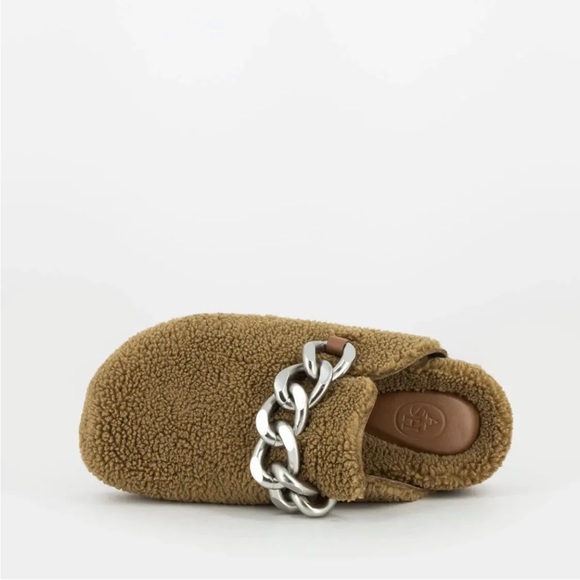 ASH Women's Ghost Fur Mule Slide Clog Brown Leather Silver Metal Chain 7.5 8 38 - Picture 4 of 11